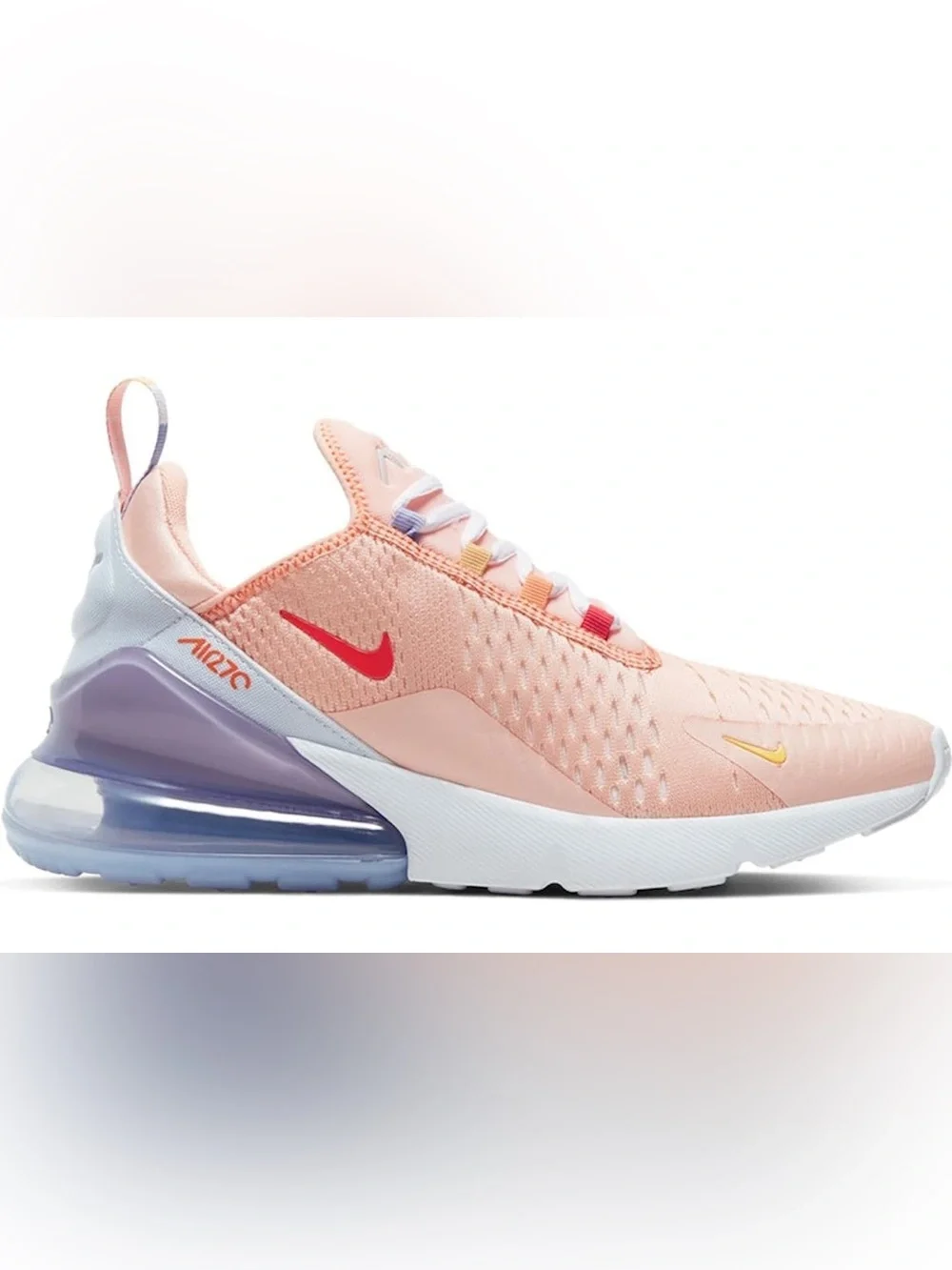 Nike Womens Air Max 270 Peach Pink with Purple and Red Accents